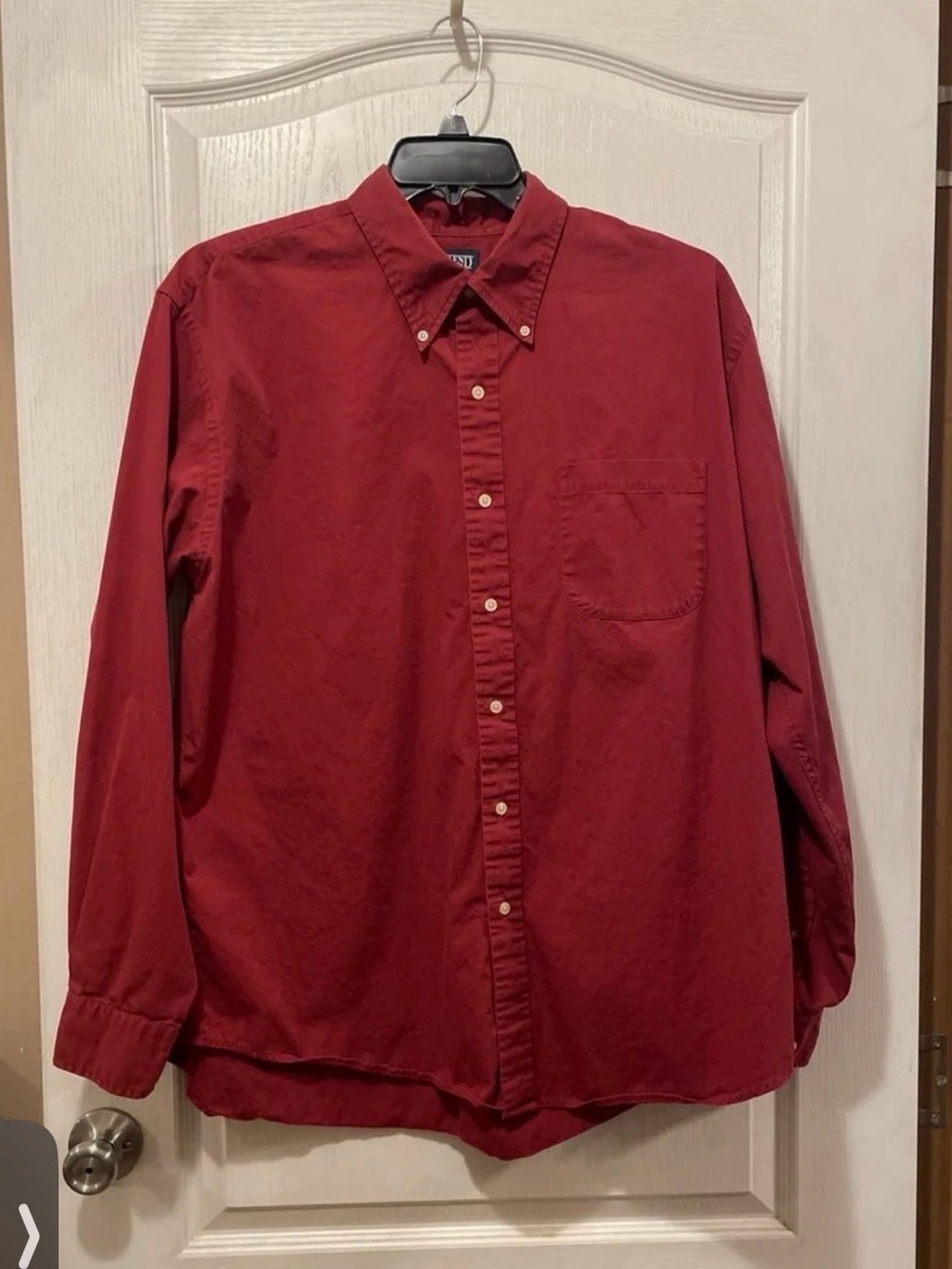 Men's Lands' End Button-Down Long-sleeve Dress Shirt in Red Size: XL